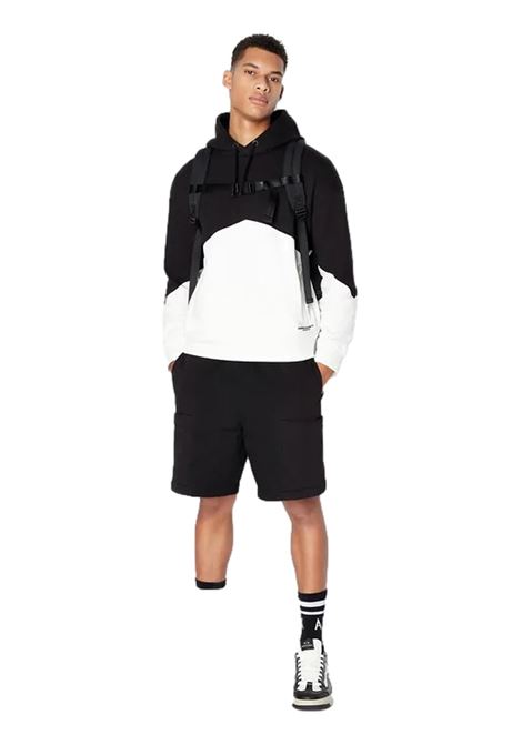 Felpa bicolor con cappuccio in cotone french terry ARMANI EXCHANGE | Maglie | 6RZMLB ZJ4XZ22CG